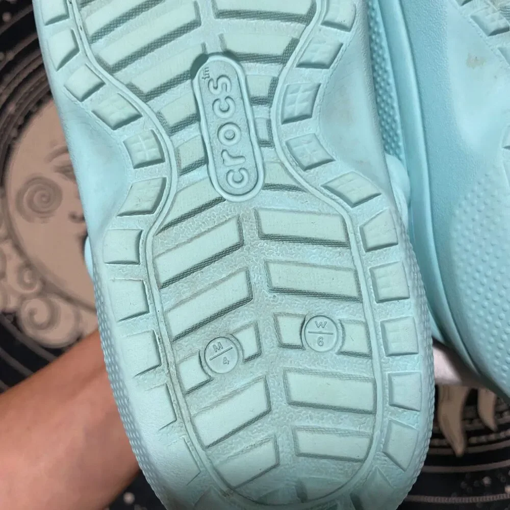 Crocs 203591 Clog Shoe Unisex M4/W6 Blue Slingback Classic Faux Fur Lined Casual